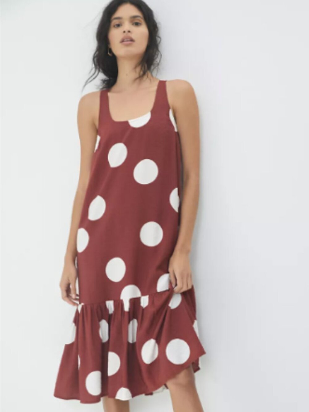 Anthropologie Michaela Flounced Polka Dot Maxi Dress